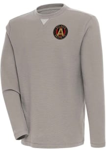 Antigua Atlanta United FC Mens Oatmeal Flier Bunker Long Sleeve Crew Sweatshirt