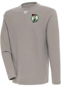 Antigua Boston Celtics Mens Oatmeal Flier Bunker Long Sleeve Crew Sweatshirt