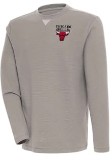 Antigua Chicago Bulls Mens Oatmeal Flier Bunker Long Sleeve Crew Sweatshirt