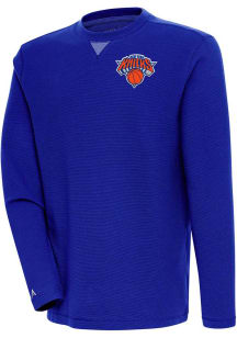 Antigua New York Knicks Mens Blue Flier Bunker Long Sleeve Crew Sweatshirt