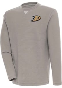 Antigua Anaheim Ducks Mens Oatmeal Flier Bunker Long Sleeve Crew Sweatshirt