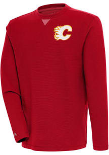 Antigua Calgary Flames Mens Red Flier Bunker Long Sleeve Crew Sweatshirt