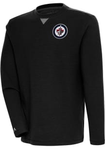 Antigua Winnipeg Jets Mens Black Flier Bunker Long Sleeve Crew Sweatshirt