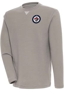 Antigua Winnipeg Jets Mens Oatmeal Flier Bunker Long Sleeve Crew Sweatshirt