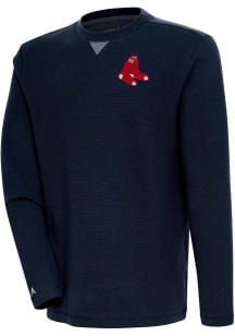 Antigua Boston Red Sox Mens Navy Blue Flier Bunker Long Sleeve Crew Sweatshirt