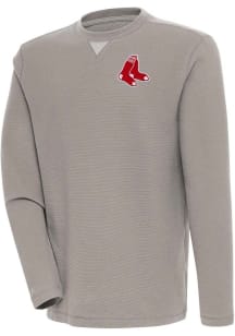 Antigua Boston Red Sox Mens Oatmeal Flier Bunker Long Sleeve Crew Sweatshirt