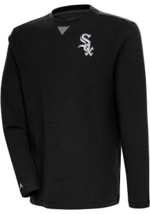 Antigua Chicago White Sox Mens Black Flier Bunker Long Sleeve Crew Sweatshirt
