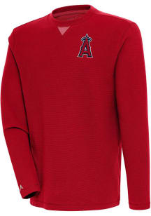 Antigua Los Angeles Angels Mens Red Flier Bunker Long Sleeve Crew Sweatshirt