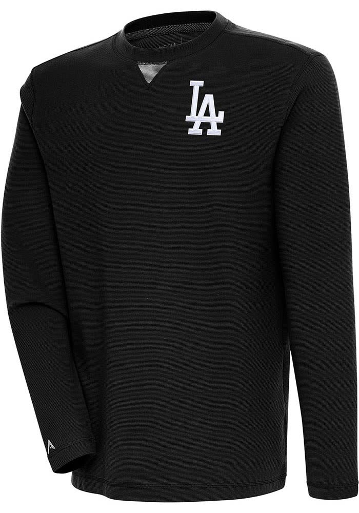 Antigua Los Angeles Dodgers Women's Black Flier Bunker Crew Sweatshirt, Black, 86% Cotton / 11% Polyester / 3% SPANDEX, Size XL, Rally House
