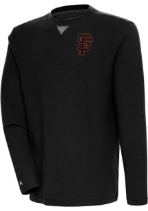 Antigua San Francisco Giants Mens Black Flier Bunker Long Sleeve Crew Sweatshirt