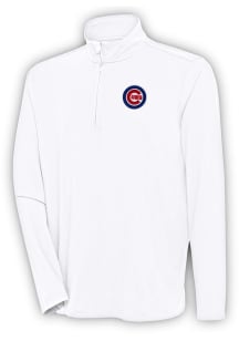 Antigua Chicago Cubs Mens White Hunk Long Sleeve 1/4 Zip Pullover
