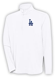 Antigua Los Angeles Dodgers Mens White Hunk Long Sleeve 1/4 Zip Pullover