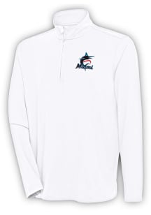 Antigua Miami Marlins Mens White Hunk Long Sleeve 1/4 Zip Pullover