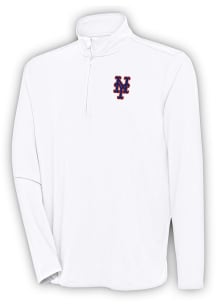 Antigua New York Mets Mens White Hunk Long Sleeve 1/4 Zip Pullover