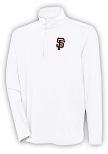 Antigua San Francisco Giants Mens White Hunk Long Sleeve 1/4 Zip Pullover