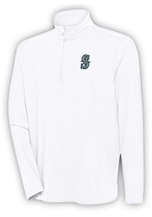 Antigua Seattle Mariners Mens White Hunk Long Sleeve 1/4 Zip Pullover