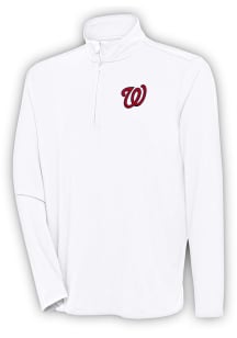 Antigua Washington Nationals Mens White Hunk Long Sleeve 1/4 Zip Pullover