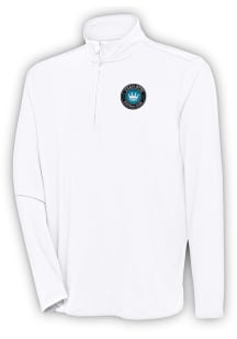 Antigua Charlotte FC Mens White Hunk Long Sleeve 1/4 Zip Pullover