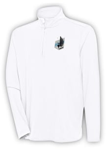 Antigua Minnesota United FC Mens White Hunk Long Sleeve 1/4 Zip Pullover