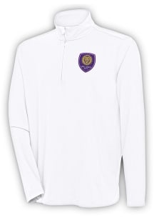 Antigua Orlando City SC Mens White Hunk Long Sleeve 1/4 Zip Pullover