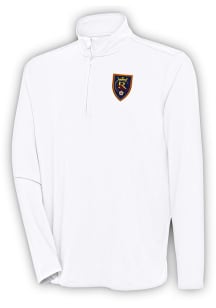 Antigua Real Salt Lake Mens White Hunk Long Sleeve 1/4 Zip Pullover