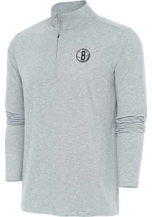 Antigua Brooklyn Nets Mens Grey Hunk Long Sleeve 1/4 Zip Pullover