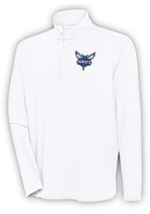Antigua Charlotte Hornets Mens White Hunk Long Sleeve 1/4 Zip Pullover