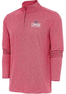 Antigua Los Angeles Clippers Mens Red Hunk Long Sleeve 1/4 Zip Pullover