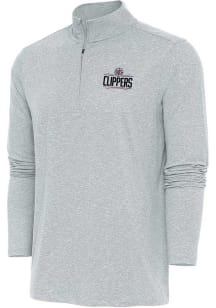 Antigua Los Angeles Clippers Mens Grey Hunk Long Sleeve 1/4 Zip Pullover