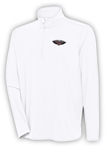 Antigua New Orleans Pelicans Mens White Hunk Long Sleeve 1/4 Zip Pullover