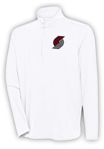 Antigua Portland Trail Blazers Mens White Hunk Long Sleeve 1/4 Zip Pullover