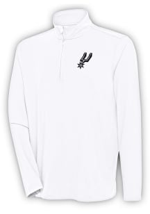 Antigua San Antonio Spurs Mens White Hunk Long Sleeve 1/4 Zip Pullover