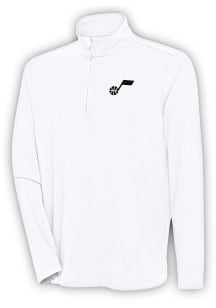 Antigua Utah Jazz Mens White Hunk Long Sleeve 1/4 Zip Pullover