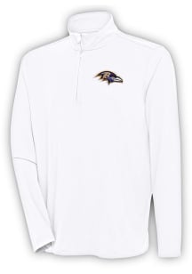 Antigua Baltimore Ravens Mens White Hunk Long Sleeve 1/4 Zip Pullover