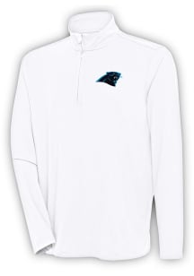 Antigua Carolina Panthers Mens White Hunk Long Sleeve 1/4 Zip Pullover