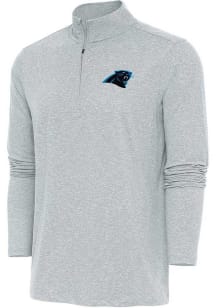 Antigua Carolina Panthers Mens Grey Hunk Long Sleeve 1/4 Zip Pullover