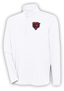 Antigua Chicago Bears Mens White Bear Logo Hunk Long Sleeve 1/4 Zip Pullover