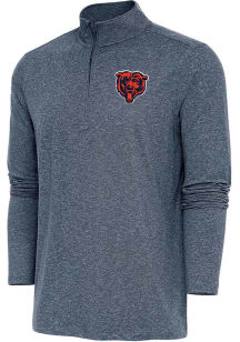 Antigua Chicago Bears Mens Navy Blue Bear Logo Hunk Long Sleeve 1/4 Zip Pullover