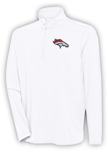 Antigua Denver Broncos Mens White Hunk Long Sleeve 1/4 Zip Pullover