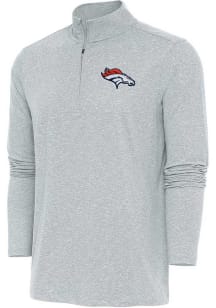 Antigua Denver Broncos Mens Grey Hunk Long Sleeve 1/4 Zip Pullover