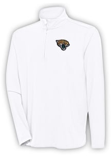 Antigua Jacksonville Jaguars Mens White Hunk Long Sleeve 1/4 Zip Pullover
