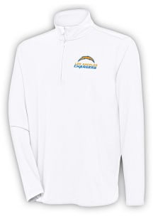 Antigua Los Angeles Chargers Mens White Text Hunk Long Sleeve 1/4 Zip Pullover