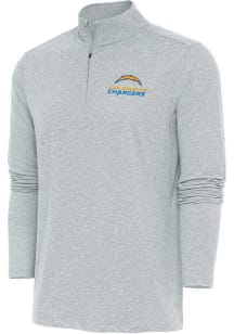 Antigua Los Angeles Chargers Mens Grey Text Hunk Long Sleeve 1/4 Zip Pullover