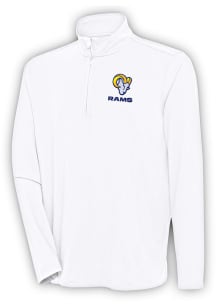 Antigua Los Angeles Rams Mens White Text Hunk Long Sleeve 1/4 Zip Pullover