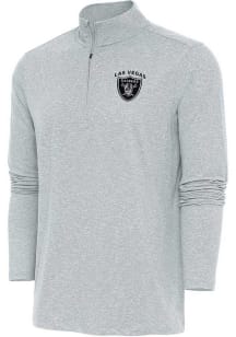 Antigua Las Vegas Raiders Mens Grey Text Hunk Long Sleeve 1/4 Zip Pullover