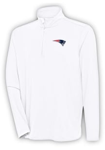 Antigua New England Patriots Mens White Hunk Long Sleeve 1/4 Zip Pullover