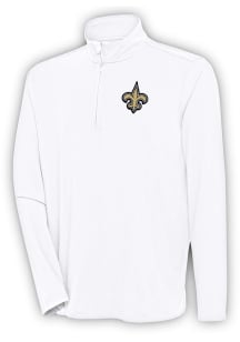 Antigua New Orleans Saints Mens White Hunk Long Sleeve 1/4 Zip Pullover