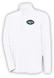Antigua New York Jets Mens White Hunk Long Sleeve 1/4 Zip Pullover