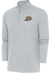 Antigua Anaheim Ducks Mens Grey Hunk Long Sleeve 1/4 Zip Pullover