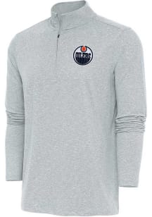 Antigua Edmonton Oilers Mens Grey Hunk Long Sleeve 1/4 Zip Pullover